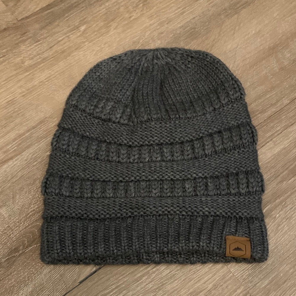 Grey knit beanie